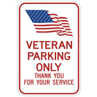 12x18 aluminum sign mockup – Veteran Parking Only, Thank You for Your Service with American flag design