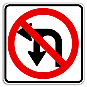 R3-18 No U/Left Turn Sign