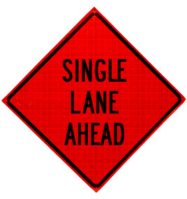 single lane ahead roll up sign
