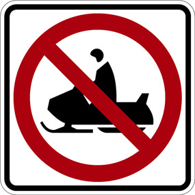 Black, Red, and White "No Snowmobile" Sign, 18" x 18", High Intensity Prismatic Reflective