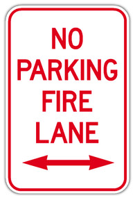 No Parking Fire Lane Sign with Double Arrow