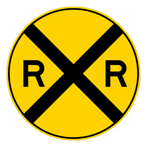 W10-3 Parallel Railroad Crossing (side road) Sign