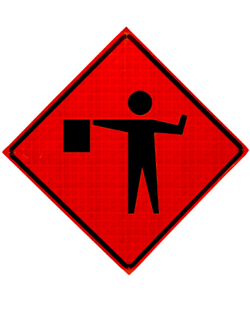 W20-7A FLAGGER SYMBOL ROLL UP SIGN