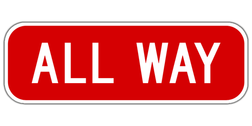 Red and White "All Way" Sign, 18" x 6", High Intensity Prismatic Reflective