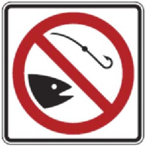 Black, Red, and White "No Fishing" Sign, 18" x 18", High Intensity Prismatic Reflective