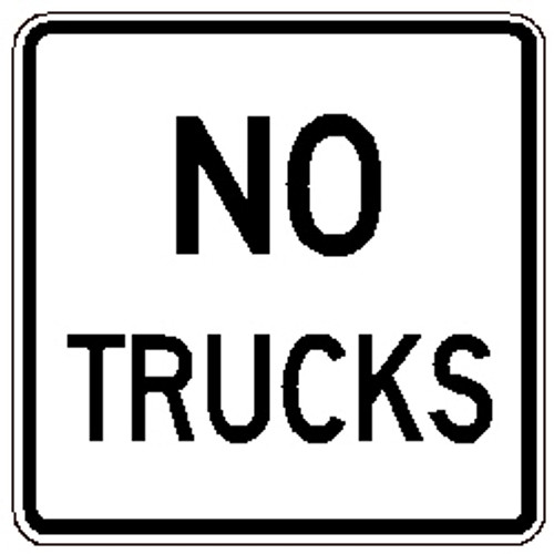 Black and White "No Trucks" Sign, 24" x 24", High Intensity Prismatic, Reflective