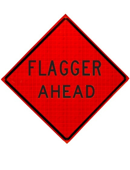 Flagger Ahead Roll-Up Sign from Dornbos Sign & Safety Inc.