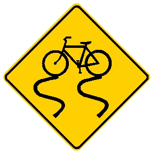 slippery when wet sign bicycle