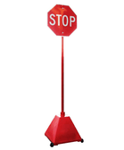 Pyramid Sign base with stop sign on sign pole.