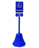 Blue Octagon Sign Base with Sign Pole and Handicap Sign with Bag of BaseGel.