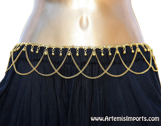 Belt with Loops and Binty Bells - Gold Tone