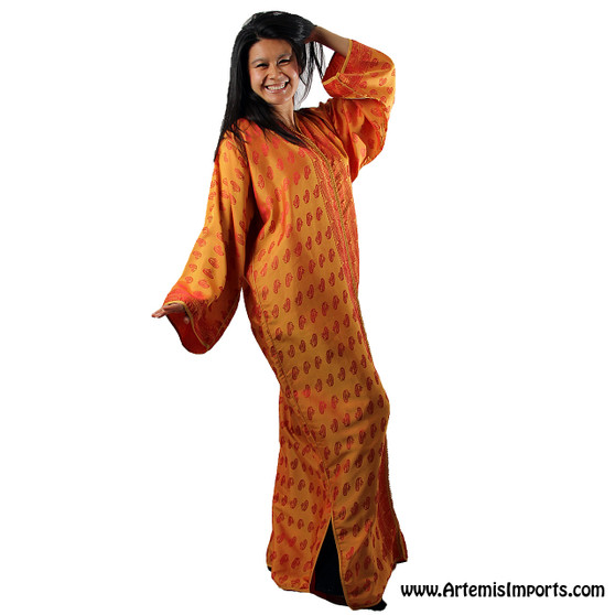 Vintage Caftan Orange, would make a nice cover-up for Belly Dance /Tribal dance sets.

