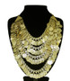 Belly Dance Necklace with Four Rows of Coins - Gold