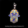 Hand of Fatima, Hamsa – Tuareg Sterling Silver Enamel Pendant From Morocco #15