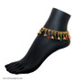 Belly Dance Anklet with Binty Bells and Multi-Color "Tear Drop" Shaped Stones in Gold Tone