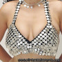 Belly Dance Bra ~ Silver Tone Coins on Black Base Bra
