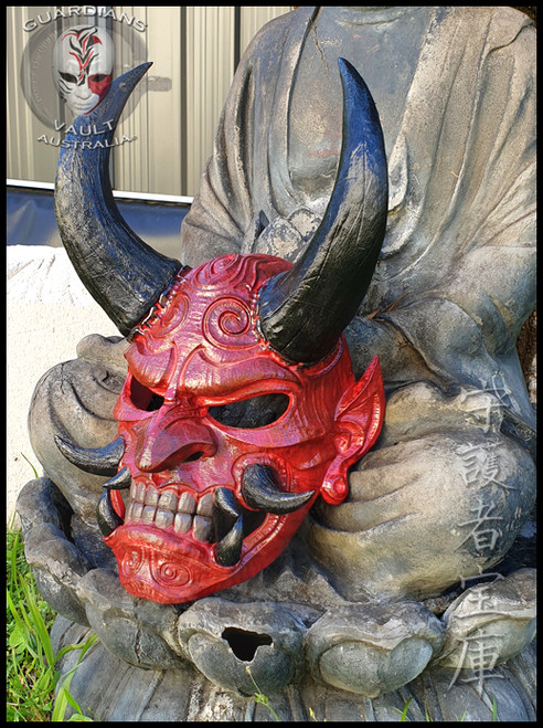 Akuma Oni  - Crimson Japanese Oni Facemask Akuma Oni  - Crimson Japanese Oni Facemask