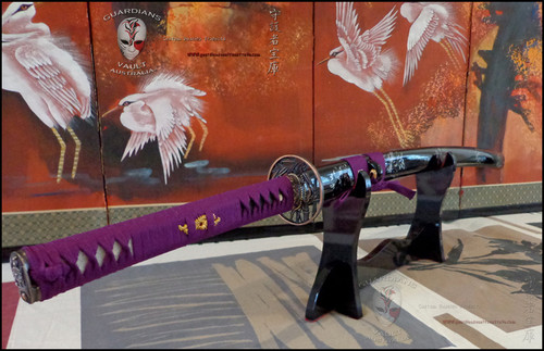 Murasaki Bushi / 1060 Folded CS / KatateMaki Tsuka Ito - Splotched Saya Murasaki Bushi / 1060 Folded CS / KatateMaki Tsuka Ito - Splotched Saya