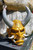 Goruden Guardian Oni - Aged Gold Japanese Oni Facemask - STOCK