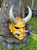 Goruden Guardian Oni - Aged Gold Japanese Oni Facemask - STOCK