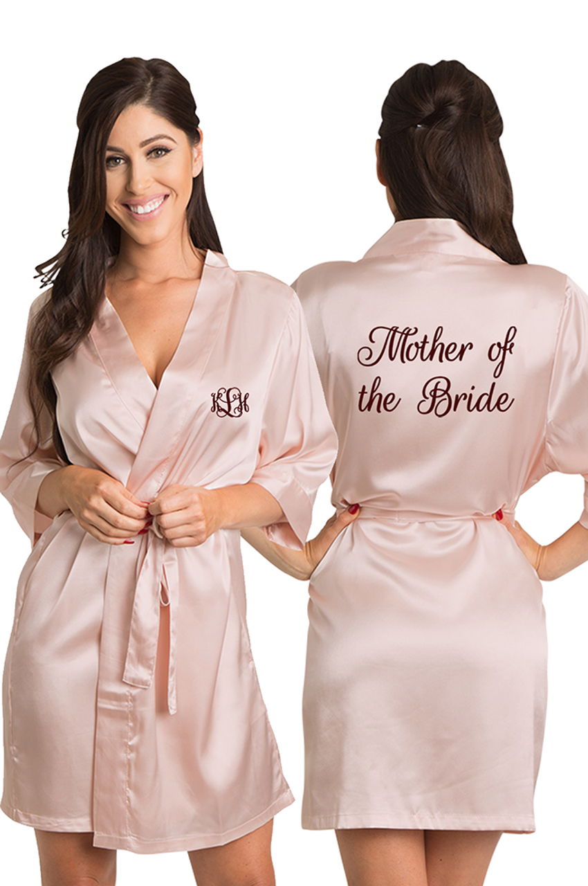 Personalized Satin Bridal Party Robe with Initial - Embroidered -  Personalized Brides