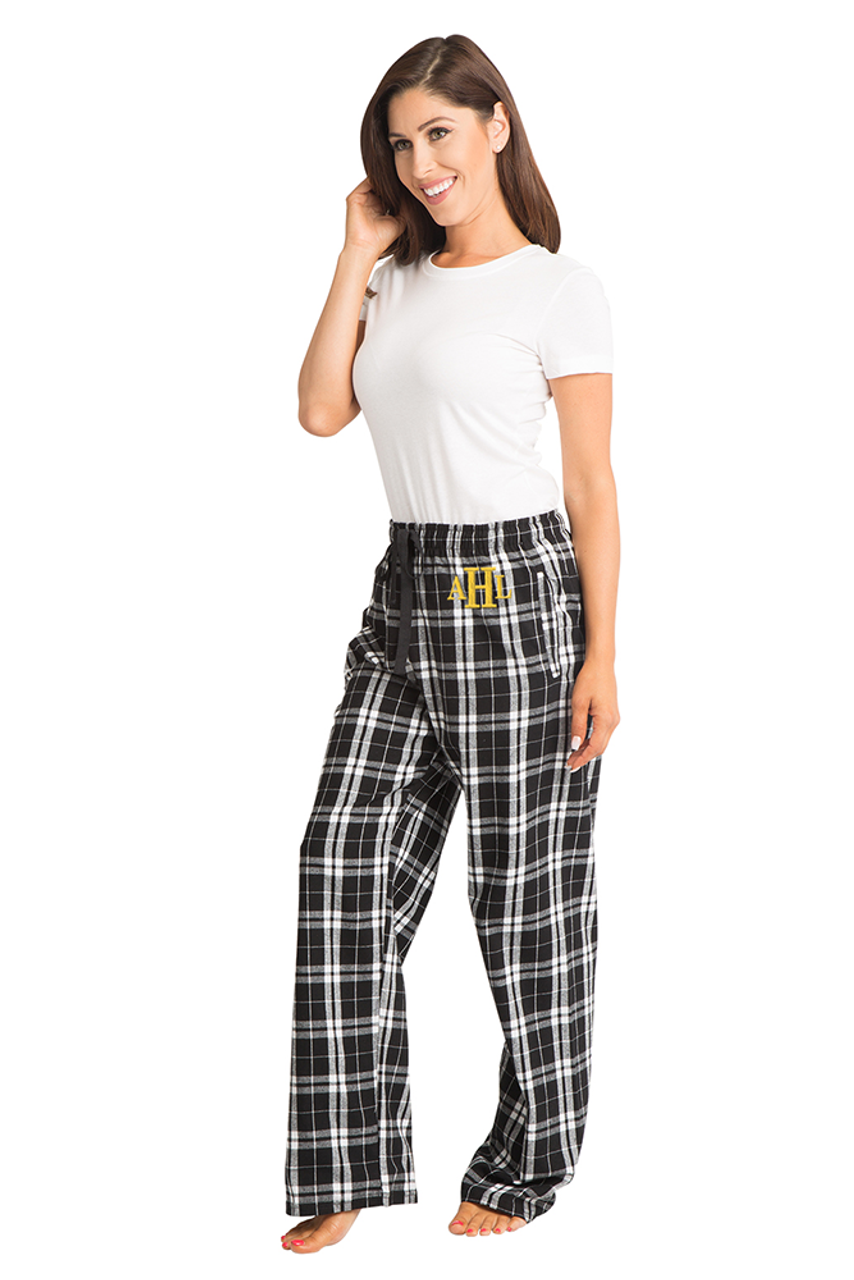 Women's Personalized Embroidered Monogram Flannel Pajama Pants 