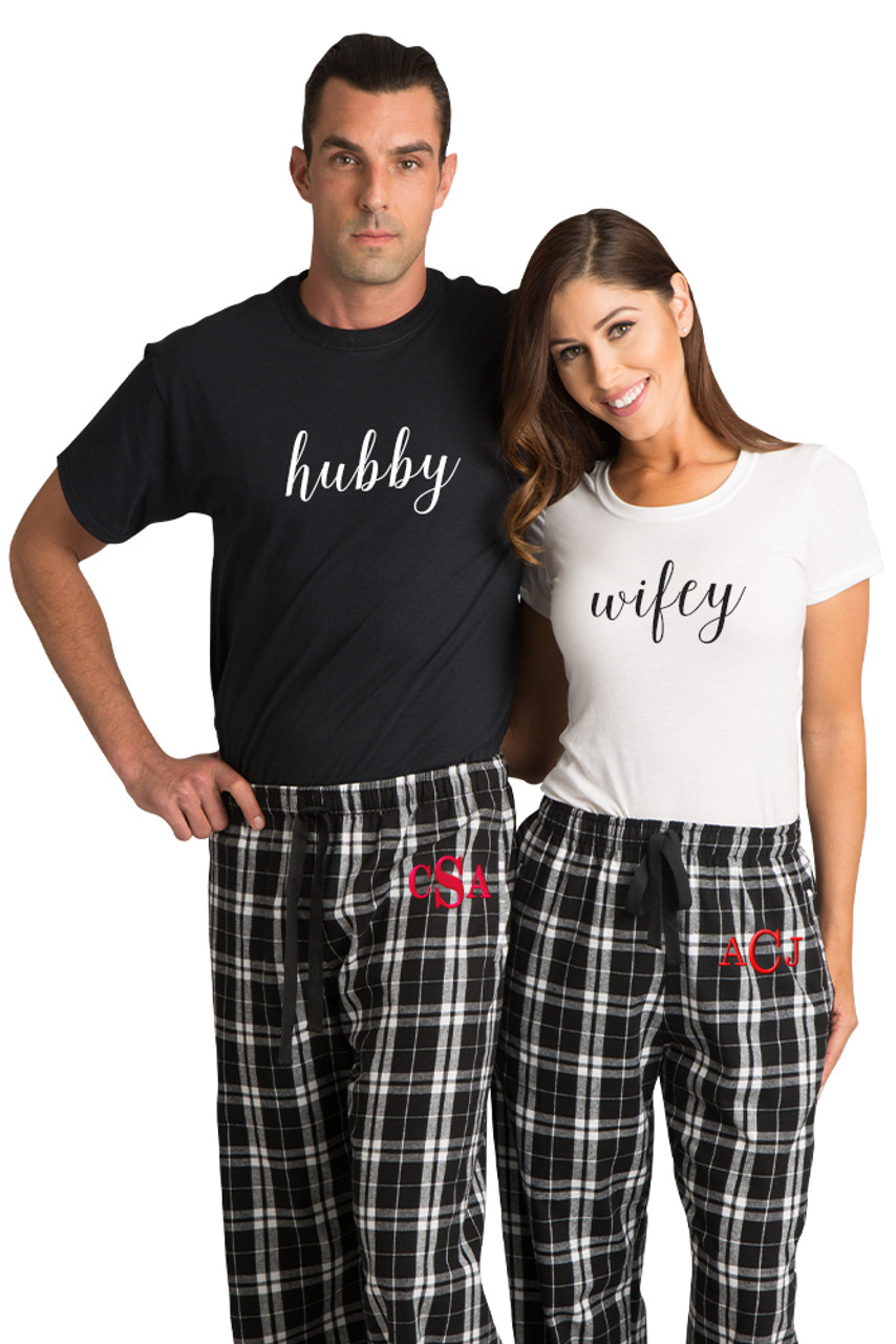 Personalized Pajama Pants, Couple pj pants, monogrammed pajamas, Flannel  pjs, Custom monogram pajamas, holiday pjs, Wedding gifts