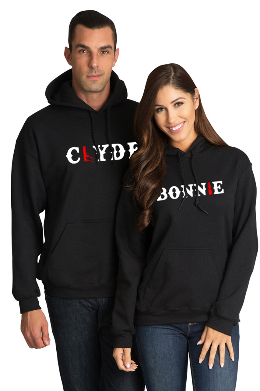 Bonnie and Clyde Couples Matching Pull Over Hooded Sweatshirt