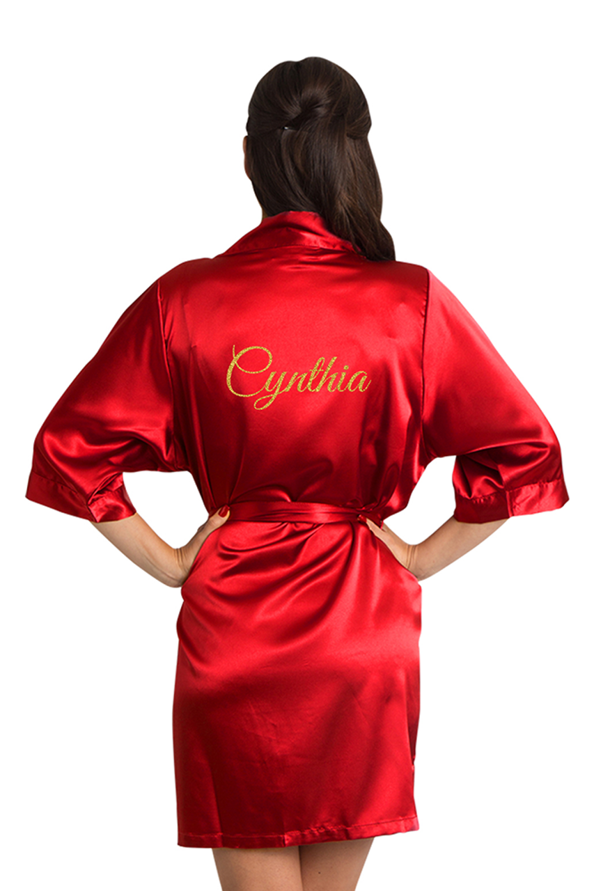 Amazon.com: XYLZ Sexy Wedding Dressing Gown Women Short Satin Bride Robe  Lace Silk Kimono Bathrobe Summer Bridesmaid Nightwear (Color : Red, Size :  Small) : Clothing, Shoes & Jewelry