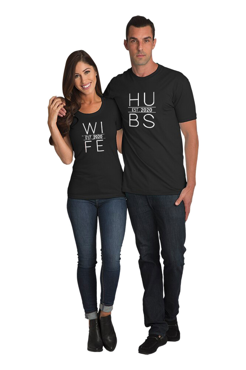 Couples Matching Hubs and Wife T Shirt Set