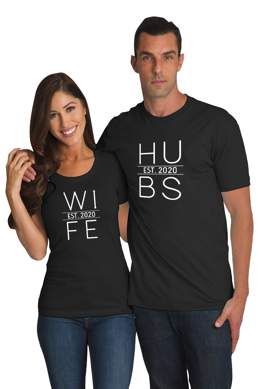 Couples Matching Hubs and Wife T Shirt Set