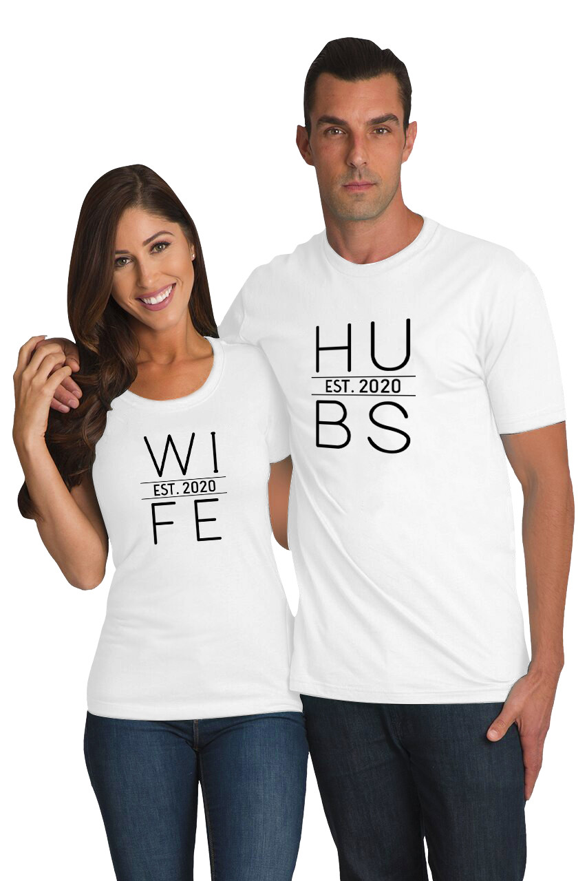 Couples Matching Hubs and Wife T-Shirt Set