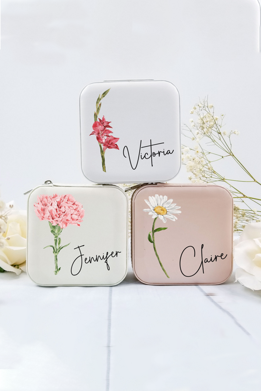 Custom Leather Jewelry Box w/Name & Birth Flower Month - Birthday Gifts for  Women, Personalized Jewe…See more Custom Leather Jewelry Box w/Name 