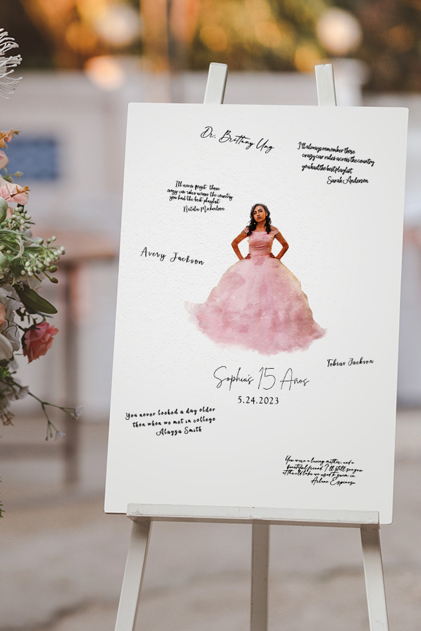  Quinceanera and Anniversary Guest Book w/ Flower