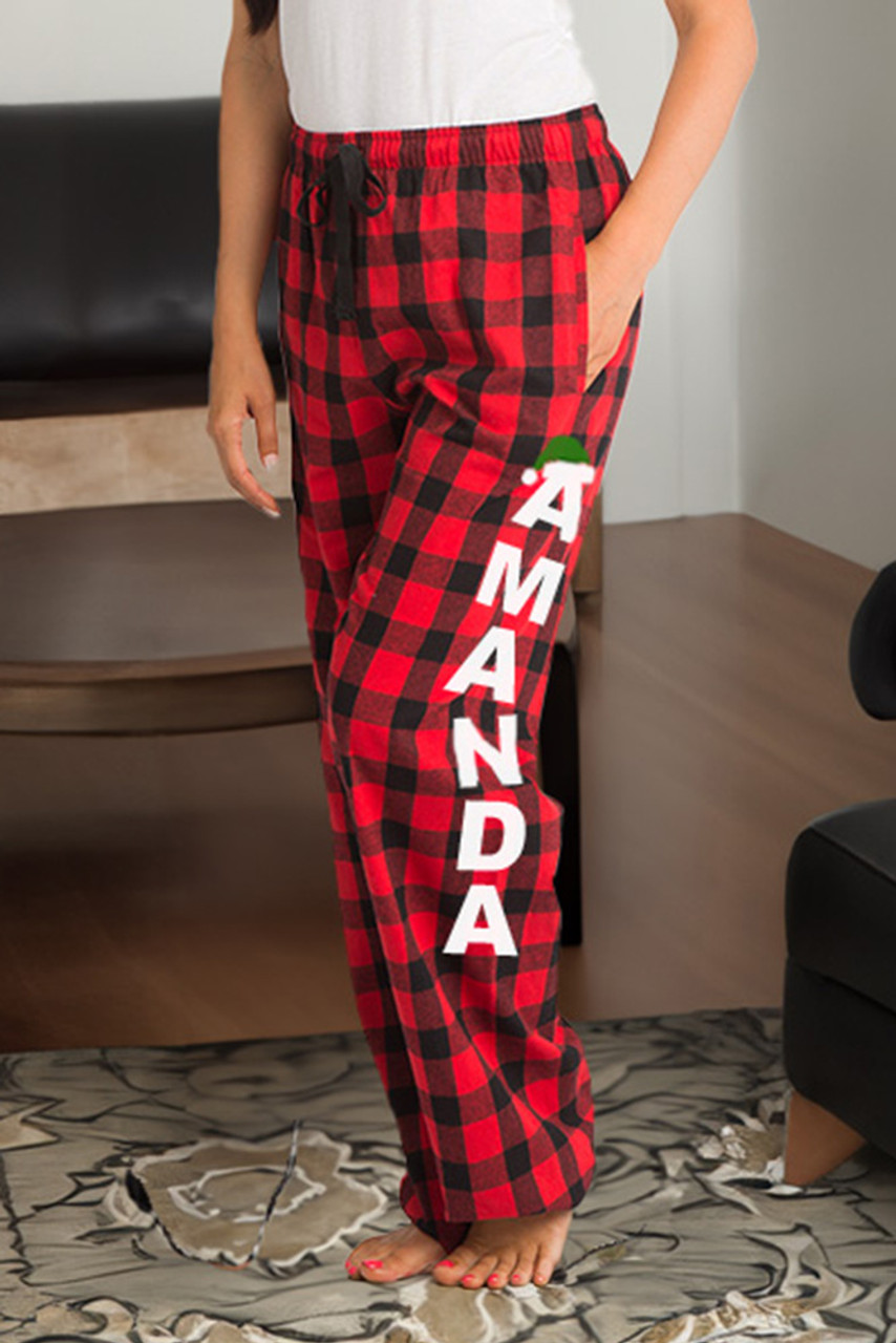 Women's Personalized Embroidered Monogram Flannel Pajama Pants