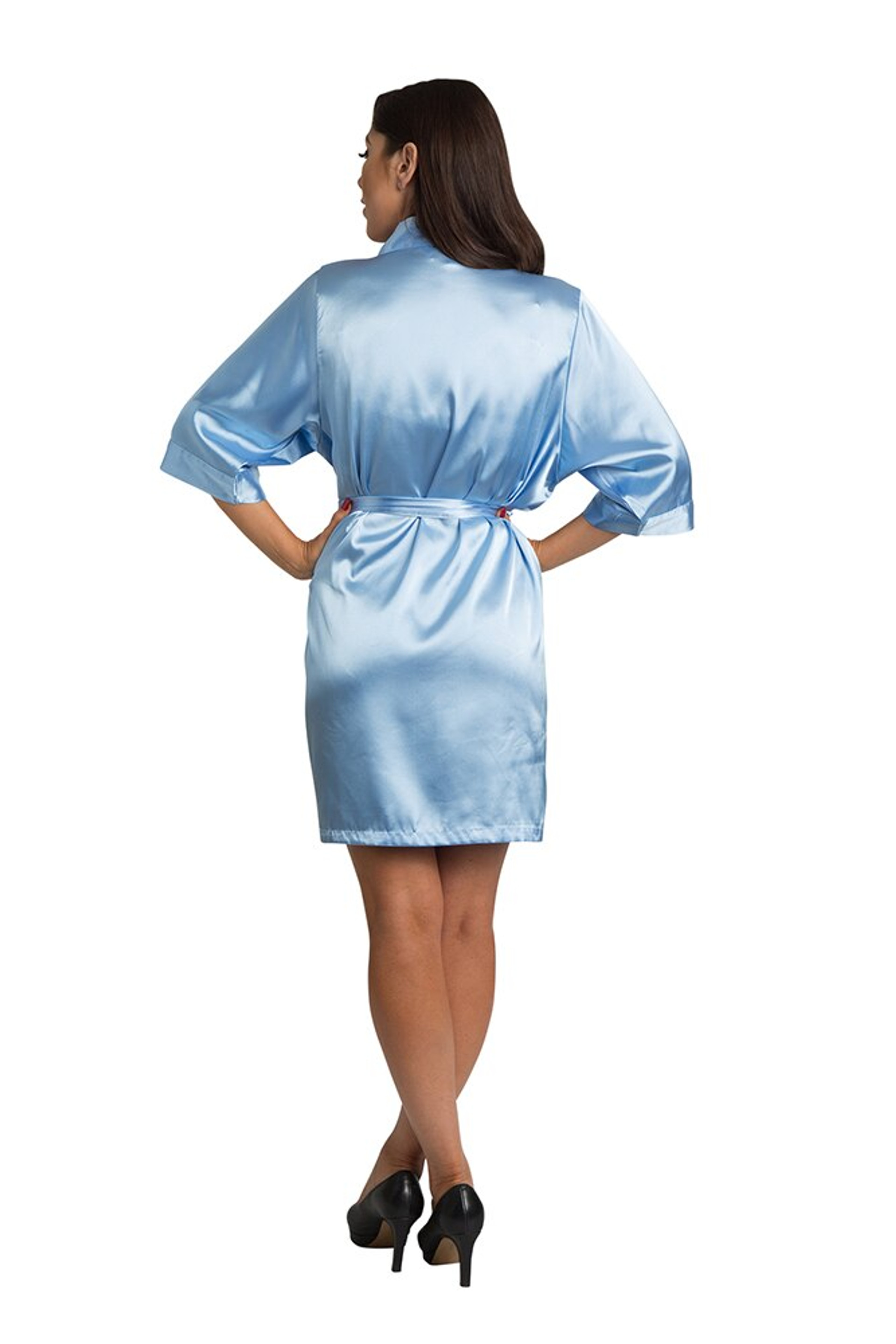 Personalized Embroidered Sky Blue Satin Robe | Blue Embroidered Satin ...