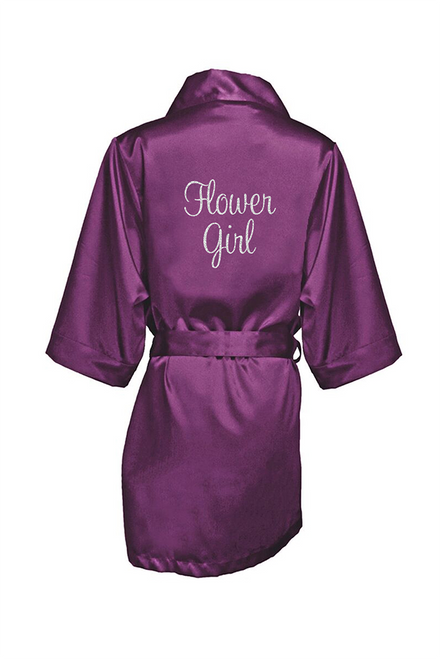 Zynotti's Flower Girl Robe with Glitter Print - Plum