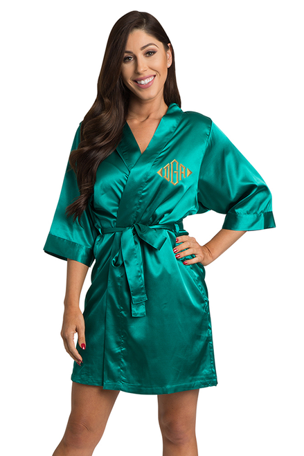 Personalized Embroidered Monogram Teal Robe