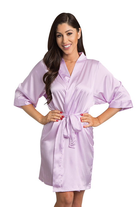 Zynotti Lavender Satin Kimono Robe