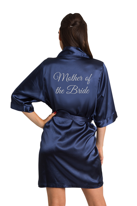 Personalized Glitter Satin Robes with Knit Lace Trim