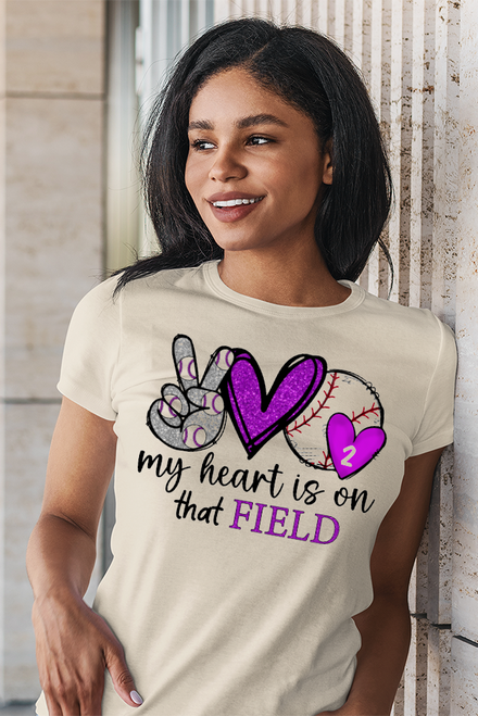 Custom My Hearts Is On The Field Baseball T Shirt