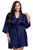 Zynotti Plus Size Wedding Getting Ready Bridal Party Kimono Navy Blue Satin Robe