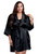 Zynotti plus size wedding getting ready bridal party kimono black satin robe for bride, bridesmaids, maid of honor, matron of honor, mother of the bride and mother of groom