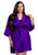 Plus Size Regal Purple Satin Kimono Robe