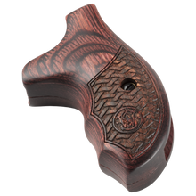 RED DYMONDWOOD® DELUXE WOOD FINGER GROOVE GRIPS FOR J-FRAME REVOLVERS