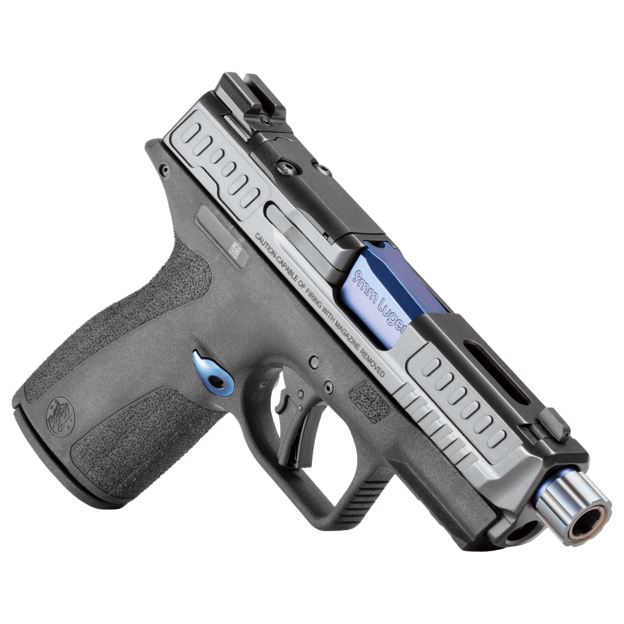 Smith & Wesson PERFORMANCE CENTER M&P SHIELD X THREADED BARREL BLUE PVD – gyári modellkép