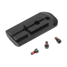 Top view of red dot mount compatible with Aimpoint® ACRO® for K-, L-, N-, and X-frame Smith & Wesson revolvers shown with mounting screws