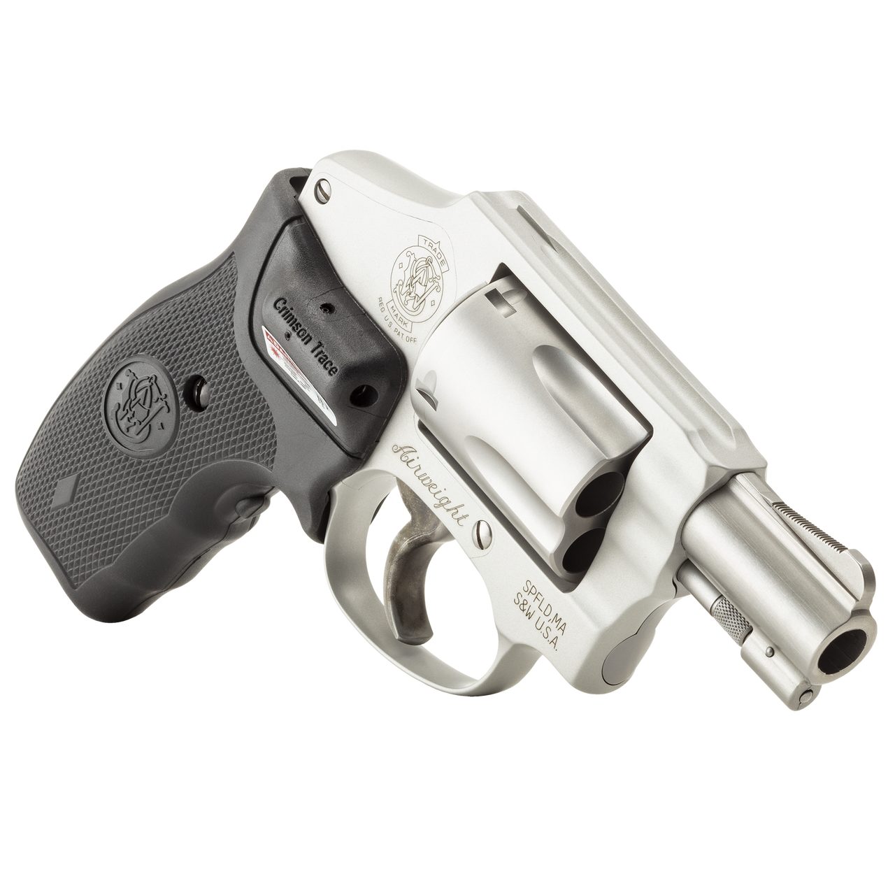 Smith & Wesson Model 642 Airweight Revolver, .38 Special, 1.88, Silver, Crimson Trace Lasergrip