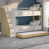 Create the ultimate sleep and storage solution with the Ashton Cruz single bunk bed with storage and trundle, designed to fit up to three single mattresses. Perfect for siblings or sleepovers, this modern single bunk bed combines smart design with practicality.