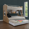 Maximize space and comfort with the Z5 Triple Bunk Bed with Single Trundle & Storage, the perfect solution for growing families, sleepovers, and shared rooms! This modern and functional triple bunk bed features a sturdy double bed base with an upper single bunk, offering ample sleeping space. The pull-out single trundle bed provides extra accommodation when needed or simply use as storage with its flat base, while the built-in storage shelves keep books, toys, and essentials organized
